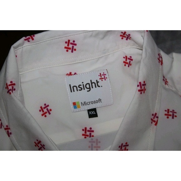 MICROSOFT x INSIGHT Men's XXL Button Up Shirt Short Sleeve Tech Poly Spandex - Picture 3 of 8